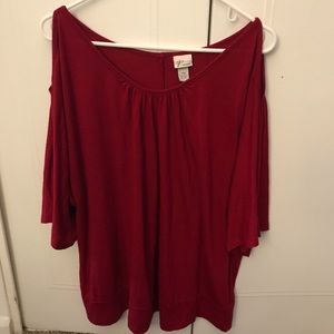 Red shirt sleeve blouse off the shoulder size 18/20
